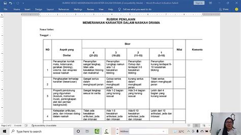 Rubrik Penilaian Drama