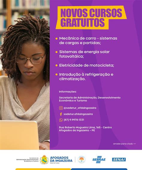 Prefeitura de Afogados SEBRAE e SENAI abrem inscrições para cursos