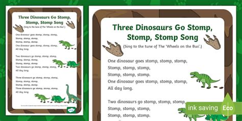 Three Dinosaurs Go Stomp, Stomp, Stomp Song | Twinkl