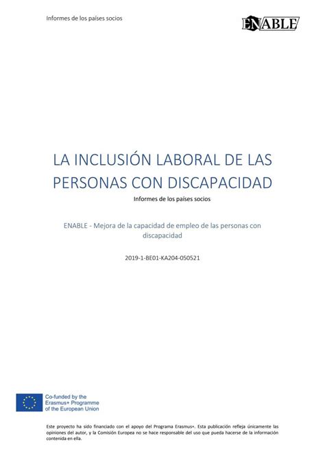 LA INCLUSIÓN LABORAL DE LAS PERSONAS CON DISCAPACIDAD Informes de los