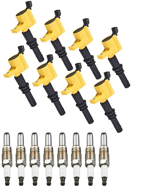 Set Of 8 ISA Brand Yellow Color Ignition Coils And Spark Plug