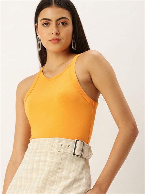 Buy Forever 21 Women Orange Solid Styled Back Top Tops For Women 16935804 Myntra