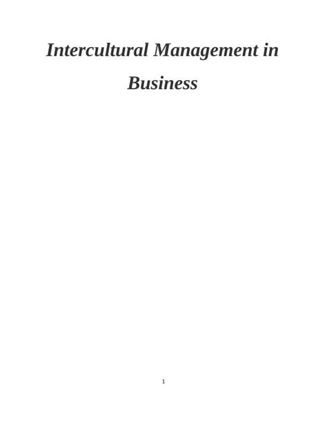 Exploring Intercultural Management An In Depth Case Study