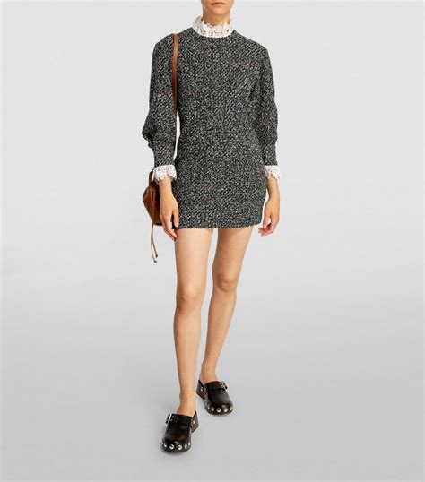 Womens SANDRO Beige Tweed Mini Dress Harrods UK