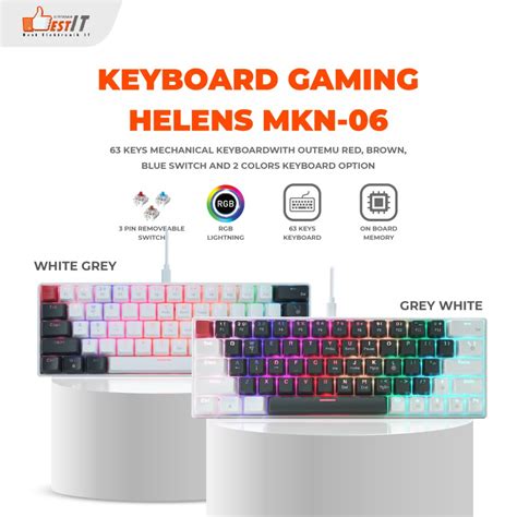 Jual Keyboard Mechanical 63 Keys Removable HELENS MKN 06 NYK Nemesis