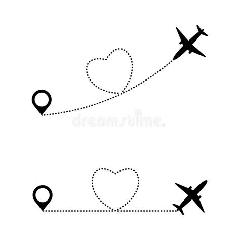 Set Of Planes Path With Location Pins Vector Illustration Map A