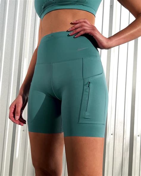 Nike Go Womens Firm Support High Waisted 20cm Approx Biker Shorts With Pockets Nike Au