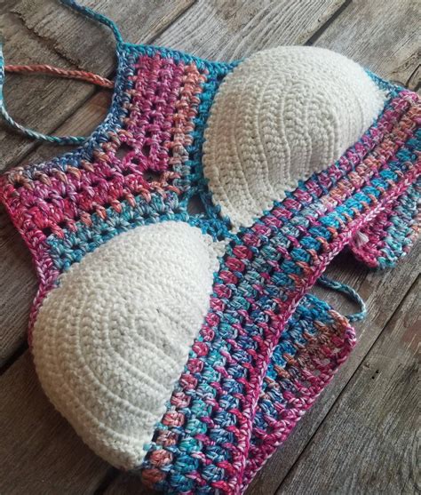 Crochet Halter Top Crochet Bikini Top Turquoise Pink Etsy