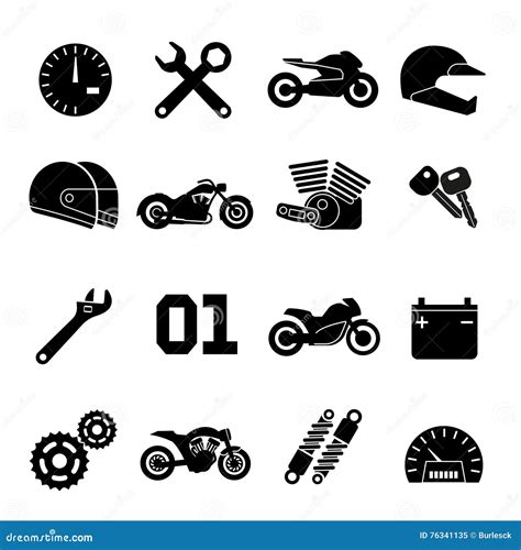 Motorbike Motorcycle Race And Spare Parts Vector Icons Stock Vector