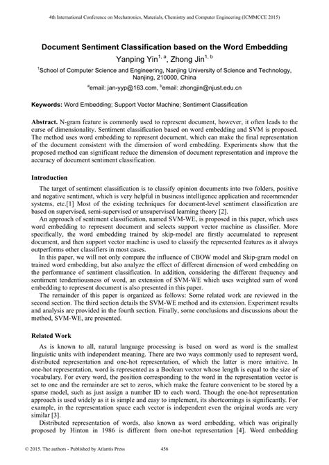 Pdf Document Sentiment Classification Based On The Word Embedding