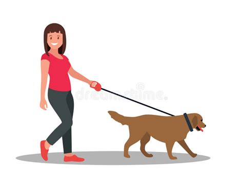 Woman Holding Dog Leash Stock Illustrations 197 Woman Holding Dog
