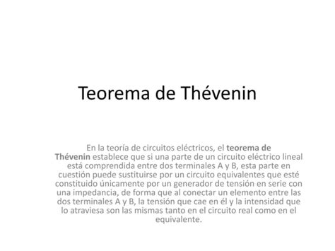 Teorema De Th Venin Ppt