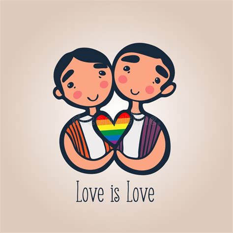 Pares Del Personaje De Dibujos Animados LGBT En El Ejemplo Del Vector