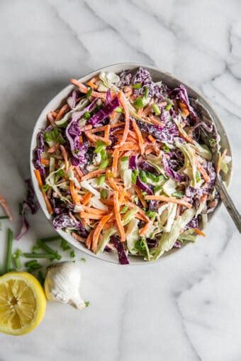 Healthy Creamy Vegan Coleslaw No Mayo • Fit Mitten Kitchen