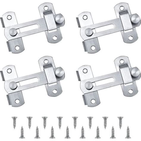 Lot De 4 Verrous De Porte Coulissants En Acier Inoxydable Pour Portes