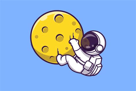 Astronaut Hanging on Moon Cartoon Graphic by catalyststuff · Creative ...