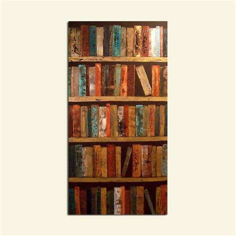 Large Abstract Painting Library Books 24 x 48 Rusted Man Cave