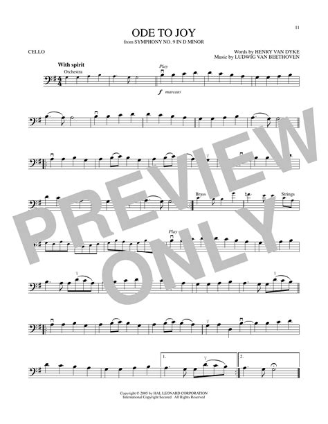 Ode To Joy By Ludwig Van Beethoven Sheet Music For Cello Playalong At Sheet Music Direct