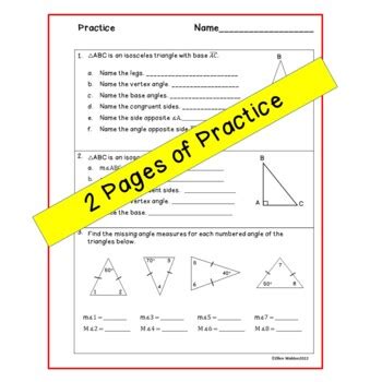 Isosceles And Equilateral Triangles Guided Notes Practice Homework