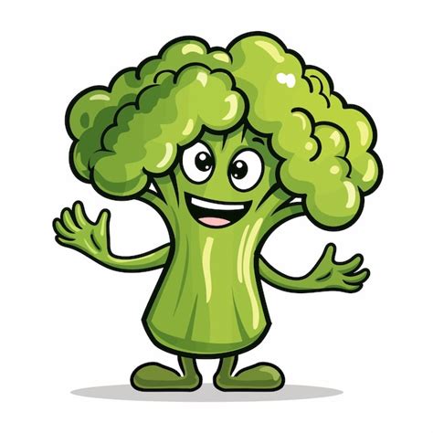 Cute Funny Broccoli Cabbage Waving Hand Character Vector Premium