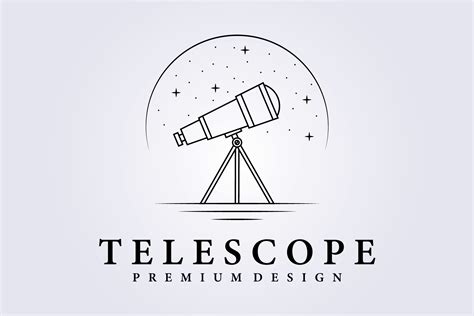 Line Art Telescope Simple Logo Vector As Graphic By Lodzrov Creative