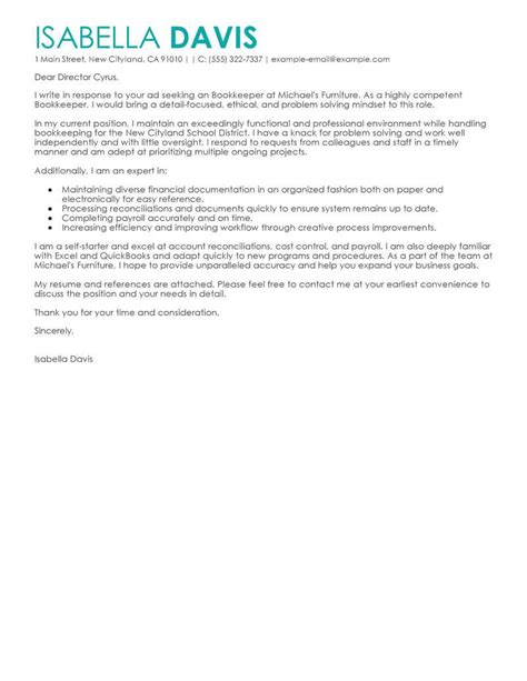 Outstanding Bookkeeper Cover Letter Examples Livecareer