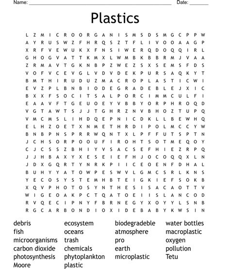 Plastics Word Search Wordmint