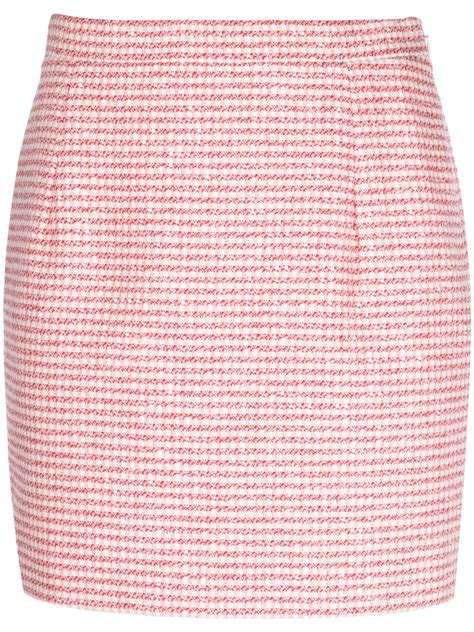 Alessandra Rich Checked Tweed Miniskirt In Pink Lyst