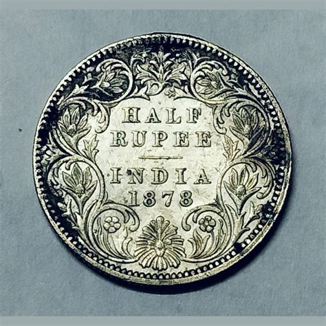 1878 Half Rupee Silver Coin VICTORIA EMPRESS Calcutta Mint Coinbazzar