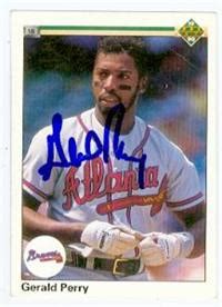 Gerald Perry Autographed Baseball Card Atlanta Braves 1990 Upper Deck