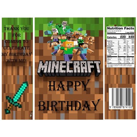 Minecraft Chips Bag Minecraft Birthday Party Minecraft Birthday