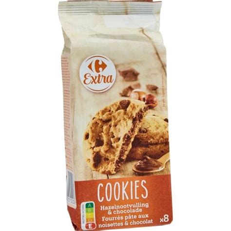 Cookies Fourrés Noisettes Chocolat Carrefour Extra Le Paquet De 8 200g à Prix Carrefour