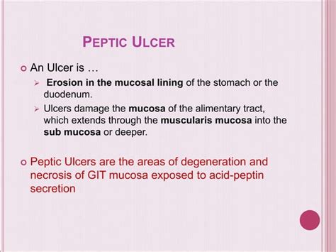 Pathophysiology Of Peptic Ulcers Ppt