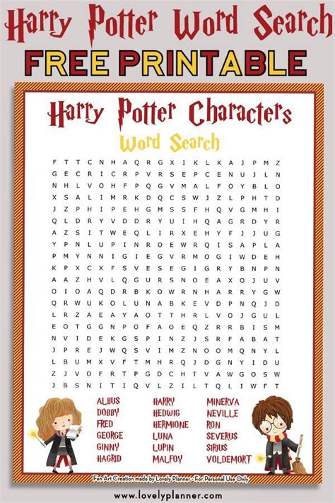 Free Printable Harry Potter Crossword Puzzles