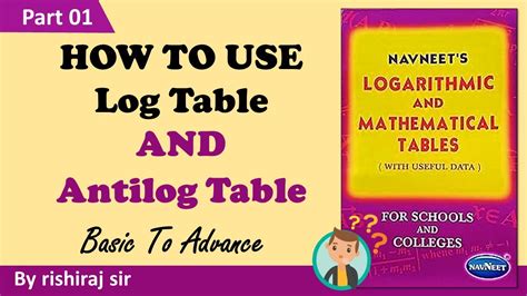 How To Use Log Table And Antilog Table Youtube