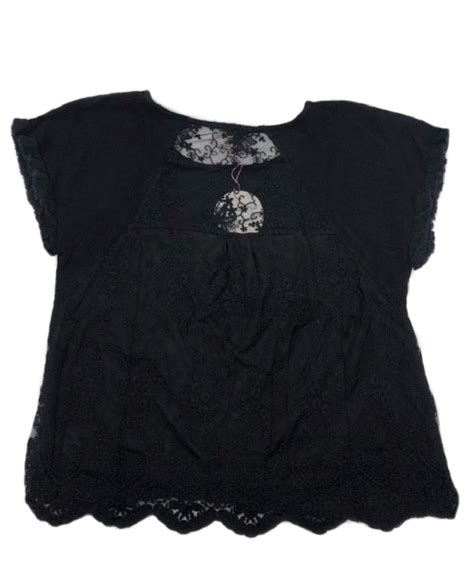 Umgee Womens Black Lace And Ruffle Top