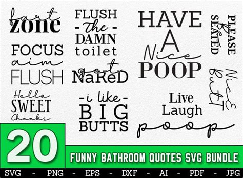 4 Funny Bathroom Quotes Svg Bundle Designs Graphics