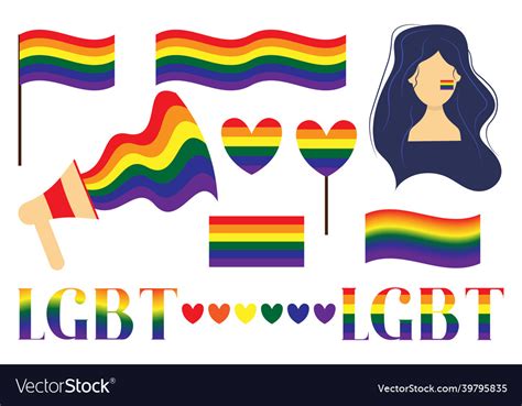 Lgbt Set A Set Of Elements For The Pride Month Vector Image