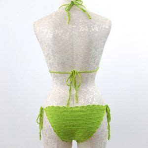 Neiman Marcus Swim Luxury Handmade S Crochet Sequin Bikini Green Poshmark