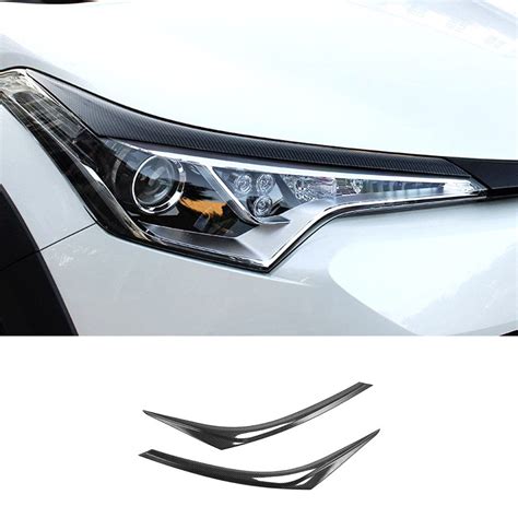 Buy Rtyuiop For Toyota C Hr Chr 2016 2019 Carbon Fiber Car Headlights Eyebrow Cover Trim Sticker