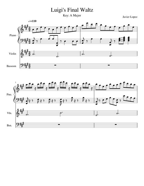 Luigi Sheet Music For Piano Violin Bassoon Mixed Trio Download