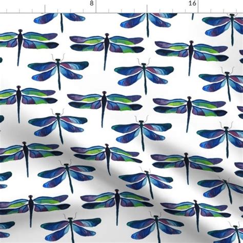 Dragonfly Fabric Dragonflies By Adehoidar Dragonfly Cotton Etsy