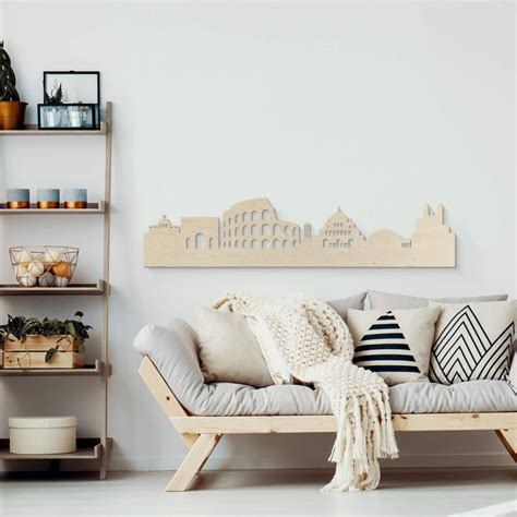 D Coration Murale En Bois Placage Peuplier Skyline De Rome Wall Art Fr