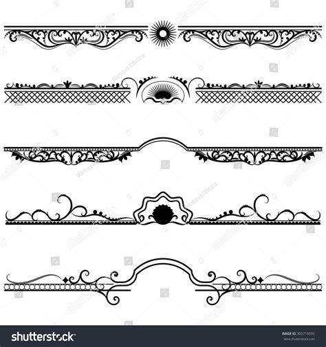 Vector Set Border Design Element Stock Vector Royalty Free 305719592