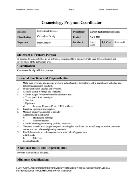 Fillable Online Cos Program Coordinator Form Pdf Fax Email Print