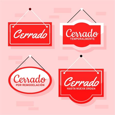 Colección de letreros de cerrado plano Vector Gratis