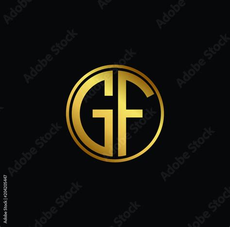 Initial Letter GF Minimalist Art Monogram Circle Shape Logo Gold