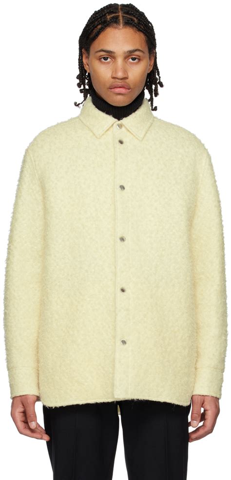 Jil Sander Blouson blanc cassé à patte à boutons pression SSENSE France