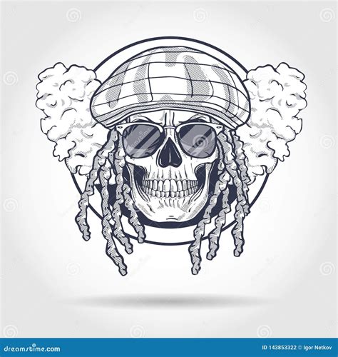 Skull In Rastaman Hat Cartoon Vector CartoonDealer 54618991