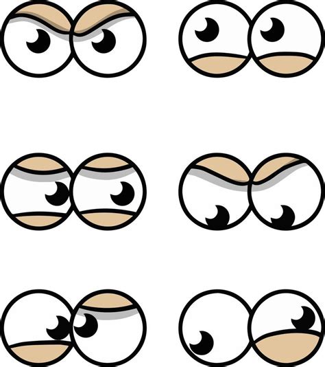 Set Of Comic Eyes With Different Expressions Of Emotions Look Up Down